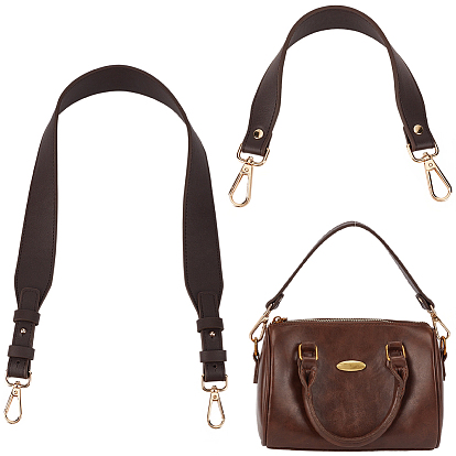 2Pcs 2 Styles PU Leather Bag Handles, with Alloy Lobster Clasp, for Bag Straps Replacement Accessories