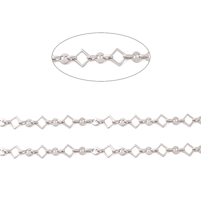 304 Stainless Steel Rhombus & Coffee Bean Link Chains, Unwelded