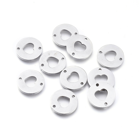 304 соединительные звенья нержавеющие, лазерная резка, плоско-круглые с сердцем