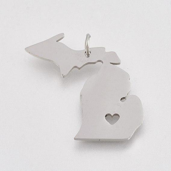 201 Stainless Steel Pendants, Map of Michigan
