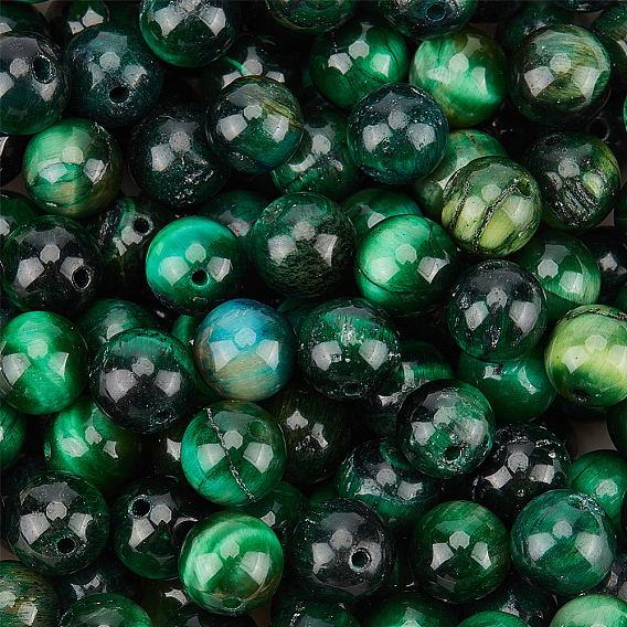 120шт натуральные бусины тигровый глаз, окрашенные, круглые