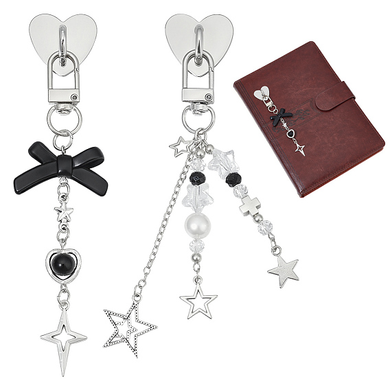 2Подвесные украшения из сплава шт., с железной подставкой для мобильного телефона, bowknot & star