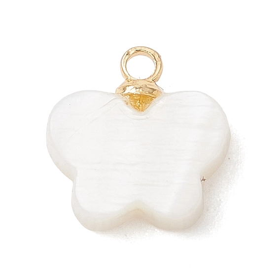 Подвески в виде бабочек из натуральных пресноводных ракушек с латунными креплениями., золотые