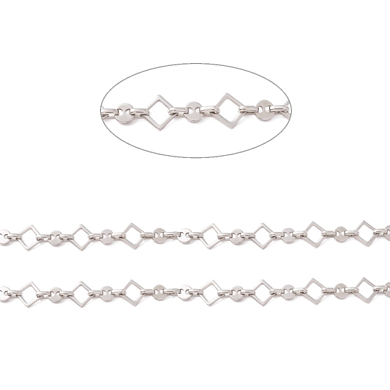 304 Stainless Steel Rhombus & Coffee Bean Link Chains, Unwelded