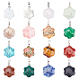 9Pcs 9 Style Gemstone Pendants, with Stainless Steel Snap on Bails, Flower