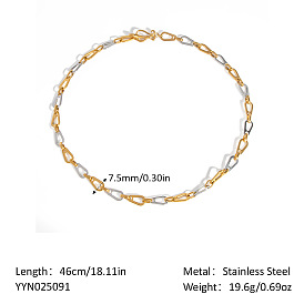 Ожерелья из нержавеющей стали с каплевидными звеньями для унисекс, золотые и нержавеющая сталь цвет