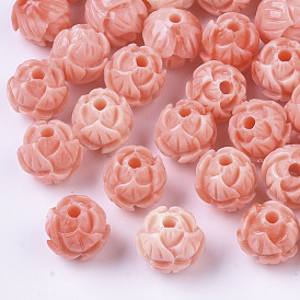 Synthetic Coral Beads, Dyed, Two Tone, Lotus