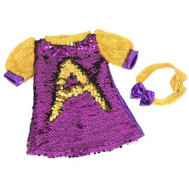 Summer Cloth Doll Sleeveless Sequin Dress & Hairband, Doll Clothes Outfits, for 18 inch Girl Doll Dressing Accessories