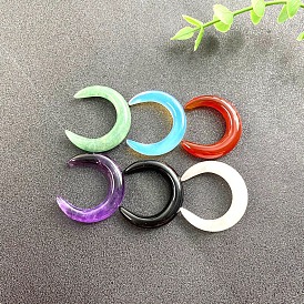 Natural & Synthetic Gemstone Double Horn/Crescent Moon Decorations, for Home Office Desktop Feng Shui Ornament