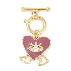Латунные застежки-молнии из прозрачного кубического циркония, без кадмия, без никеля и без свинца, с эмалью, Сердце с глаз