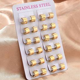 201 Широкие серьги-кольца из нержавеющей стали, с 304 штифтов из нержавеющей стали, вакуумное покрытие pvd, Кольцевая форма