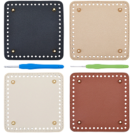 4 шт. 4 цвета квадратные искусственные кожаные вязаные крючком сумки дно, с 2шт 2 стилями алюминиевых крючков для вязания