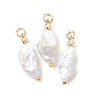 Подвески из натурального барочного жемчуга кеши, Подвески с самородками и фурнитурой из нержавеющей стали., белые