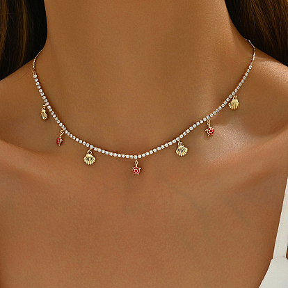 Элегантный латунный кулон в стиле океана с прозрачным кубическим цирконием из панциря черепахи, нагрудник для женщин, пляжная одежда