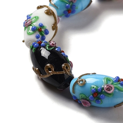 Handmade Lampwork Beads, Barrel with Flower