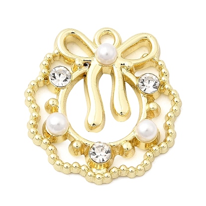 Подвески из сплава и страза, рождественский венок подвески, с пластиковой жемчужины, стойки покрытие