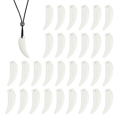 30Pcs Opaque Resin Pendants, Wolf Tooth Charm
