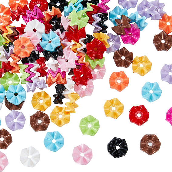 110Pcs 11 Colors Baking Paint Opaque Acrylic Beads, Snowflake