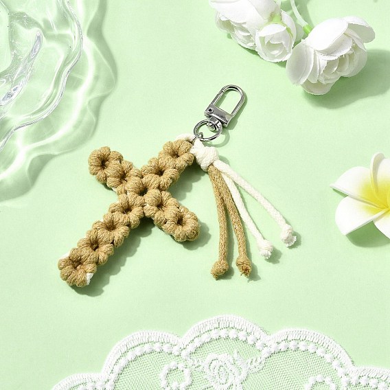 Хлопок подвесные украшения, с поворотными застежками сплава, крестик, платина