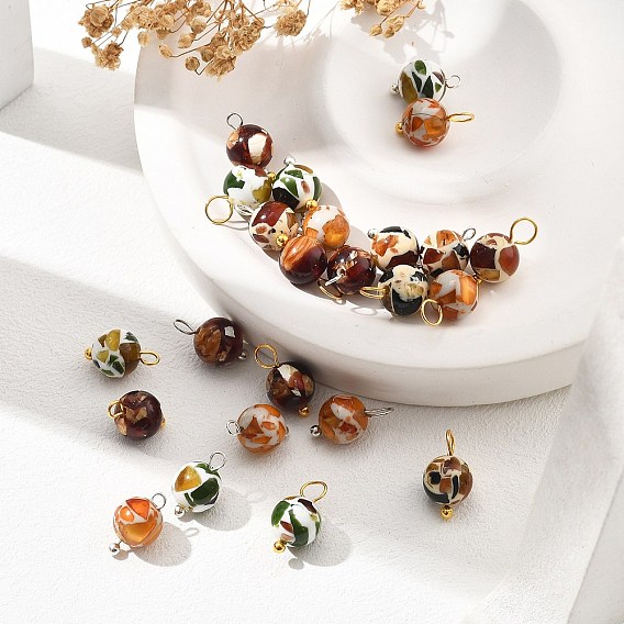 24шт. подвески из синтетического янтаря, круглые