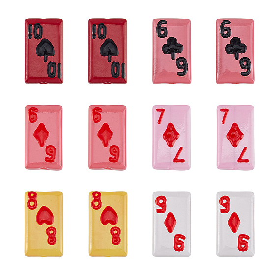12 piezas 6 estilos pintura para hornear cuentas de esmalte de vidrio, cuentas dibujadas a mano, naipe