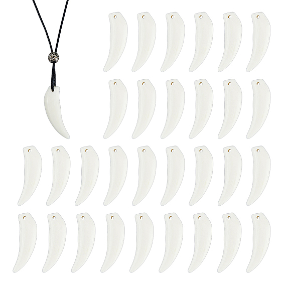 30Pcs Opaque Resin Pendants, Wolf Tooth Charm