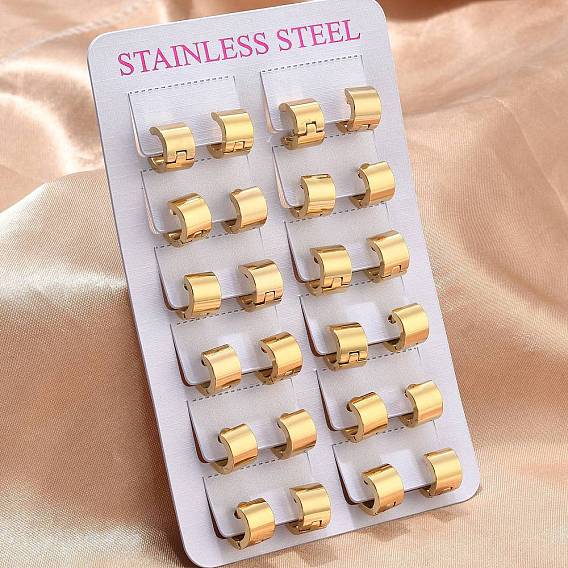 201 Широкие серьги-кольца из нержавеющей стали, с 304 штифтов из нержавеющей стали, вакуумное покрытие pvd, Кольцевая форма