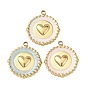 304 подвески из нержавеющей стали, с эмалью, плоские круглые и сердечные подвески, реальный 18 k позолоченный, ионное покрытие (ip)