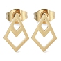 PVD Vacuum Plating 304 Stainless Steel Stud Earrings for Women, Hollow Kite
