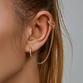 Double Circle Earrings with Chic European Style and Long Tassel Chain Design