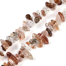 Natural Black Gold Rutilated Quartz Beads Strands, Chip