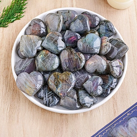 Natural Labradorite Palm Stones, Heart Healing Stone, Massage Tools