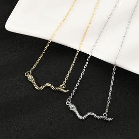 Ожерелья с подвеской в виде змеи из латуни с черными кубическими цирконами