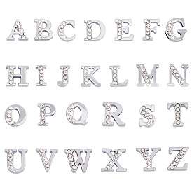 52шт 26 стиль сплава стразы слайд-шармы, начальный алфавит, платина