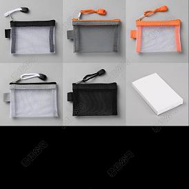 5pcs trousse à stylos en maille de nylon, avec fermeture éclair en fer, rectangle