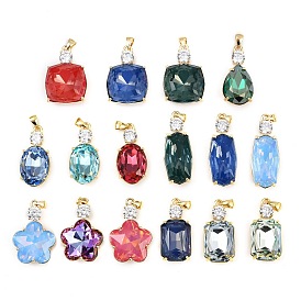 Латунные микро проложить кубического циркония подвески, со стеклянными прелести, стойки покрытие, без кадмия и без свинца, долговечный, реальный 18 k позолоченный