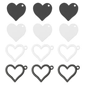 24Pcs 4 Style Spray Painted Alloy Pendants, Heart