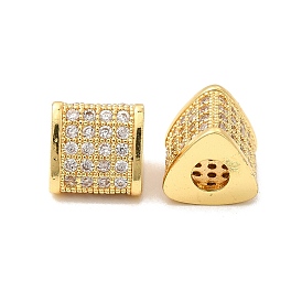 Rack Plating Brass Cubic Zirconia Beads, Cadmium Free & Lead Free, Long-Lasting Plated, Triangle