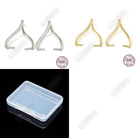 2 Stück 2 Farben Gestellbeschichtung 925 Sterlingsilber Mikropavé klare Zirkonia Eispickel-Schnallen, Twist Teardrop, mit s925-Stempel