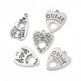 Tibetan Style Alloy Pendants, Antique Silver, Heart with Pattern