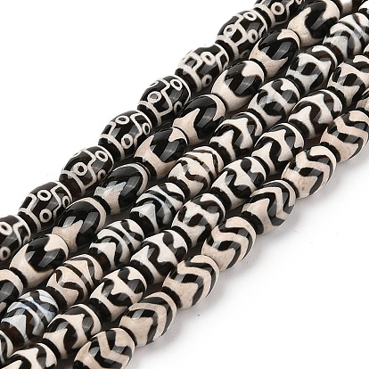 Нити бусин дзи агат в тибетском стиле, природных бисера агат, окрашенная и подогревом, баррель