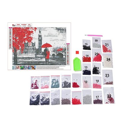 DIY 5D Lover Pattern Canvas Diamond Painting Kits, with Resin Rhinestones, Sticky Pen, Tray Plate, Glue Clay, for Home Wall Decor Full Drill Diamond Art Gift