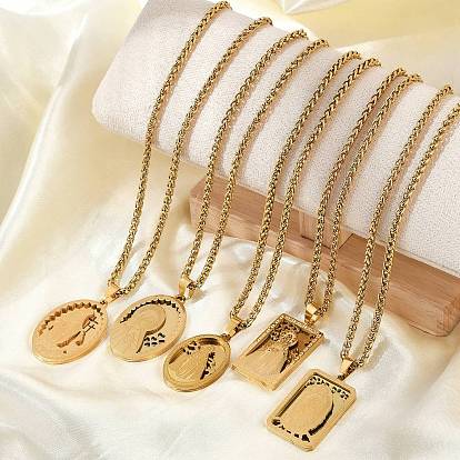 201 ожерелья из нержавеющей стали с подвеской в виде Девы Марии и цепочкой из пшеницы для мужчин