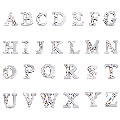 52шт 26 стиль сплава стразы слайд-шармы, начальный алфавит, платина