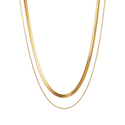 18K Gold Plated Stainless Steel Cuban Snake Chain Necklace - Unisex Hip Hop Jewelry