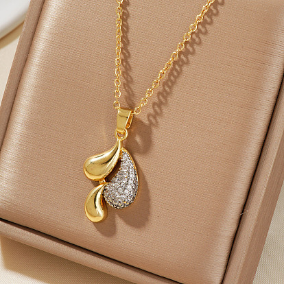 Модное латунное ожерелье с кубическим цирконием, идеальный подарок на день святого валентина, teardorp