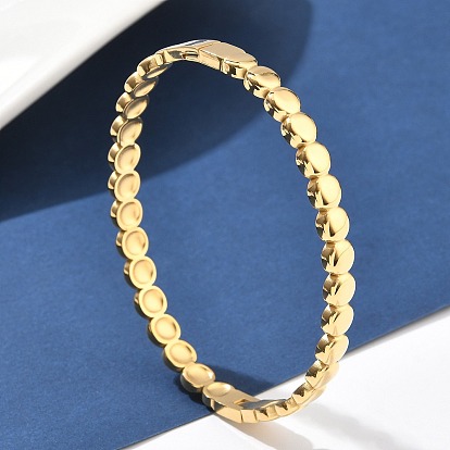 304 браслеты из нержавеющей стали для женщин, плоско-круглые, ионное покрытие (ip), с застежками