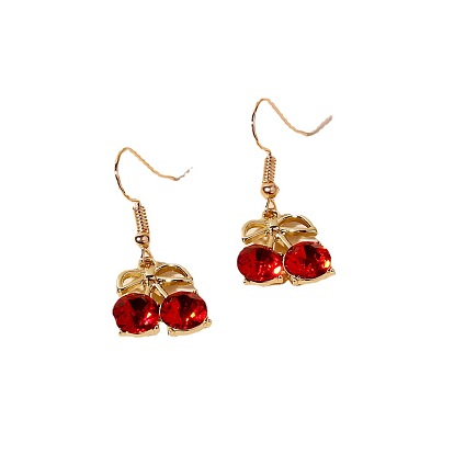 Fashionable Cherry Pendant Earrings - European and American Style, Unique Fruit Ear Studs.