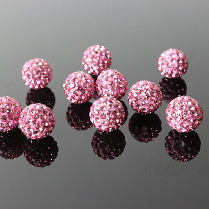 Czech Crystal Rhinestone Pave Disco Ball Beads, Small Round Polymer Clay Czech Rhinestone Beads