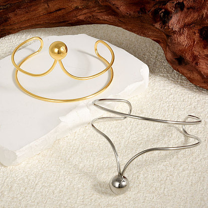 Европейский и американский стиль 304 браслеты-манжеты из нержавеющей стали для женщин